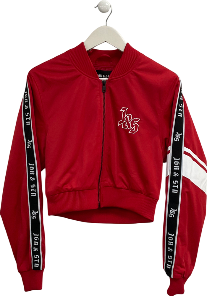 JGR & STN Red Embroidered Logo Zip Through Jacket UK 8
