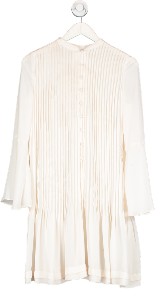 REISS Cream Pleated Sylvan shirt Dress UK 8