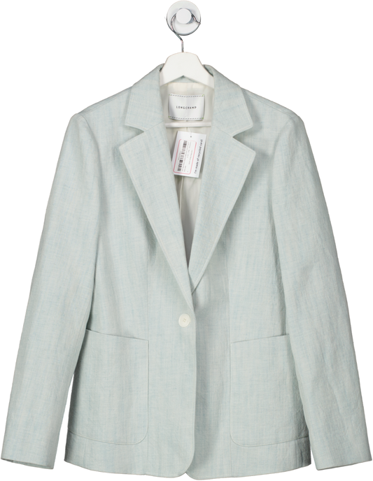 Longchamp Blue Linen Blend Blazer Jacket UK 12
