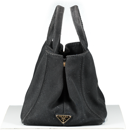 Prada Black Small Cotton Canvas Logo Tote