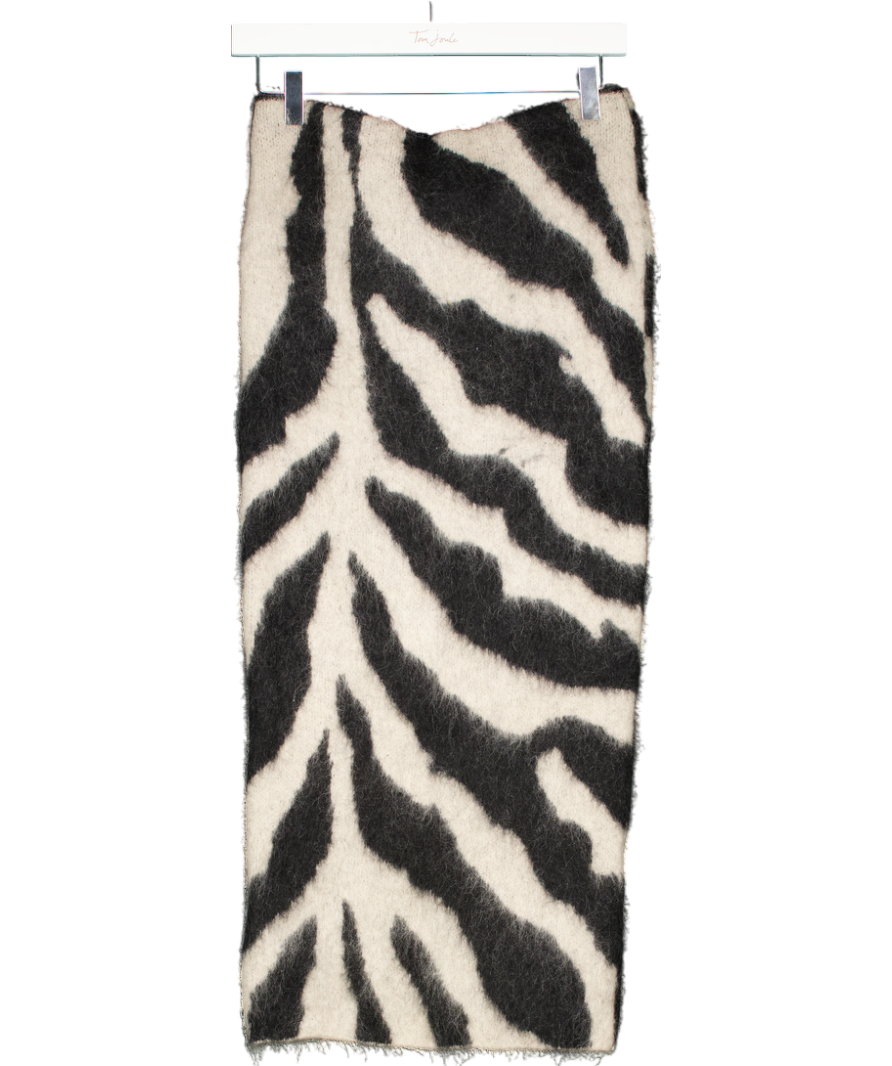 H&M Black Jacquard Knit Mohair Blend Skirt UK S