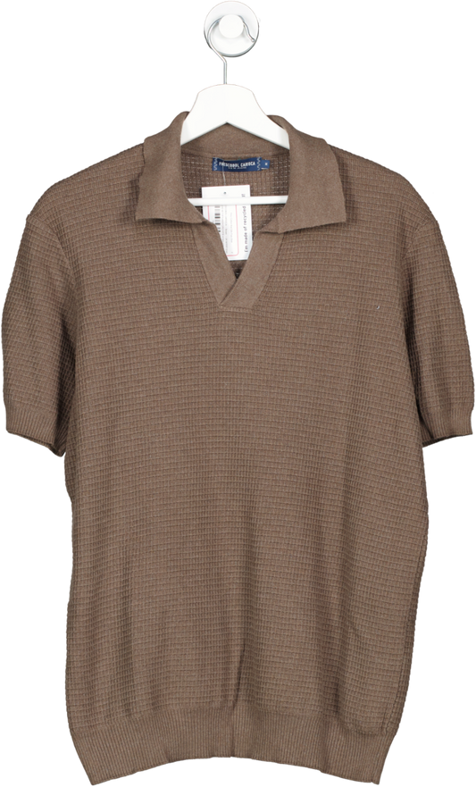 FRESCOBOL CARIOCA Brown Rino Cotton And Silk Polo Shirt UK M
