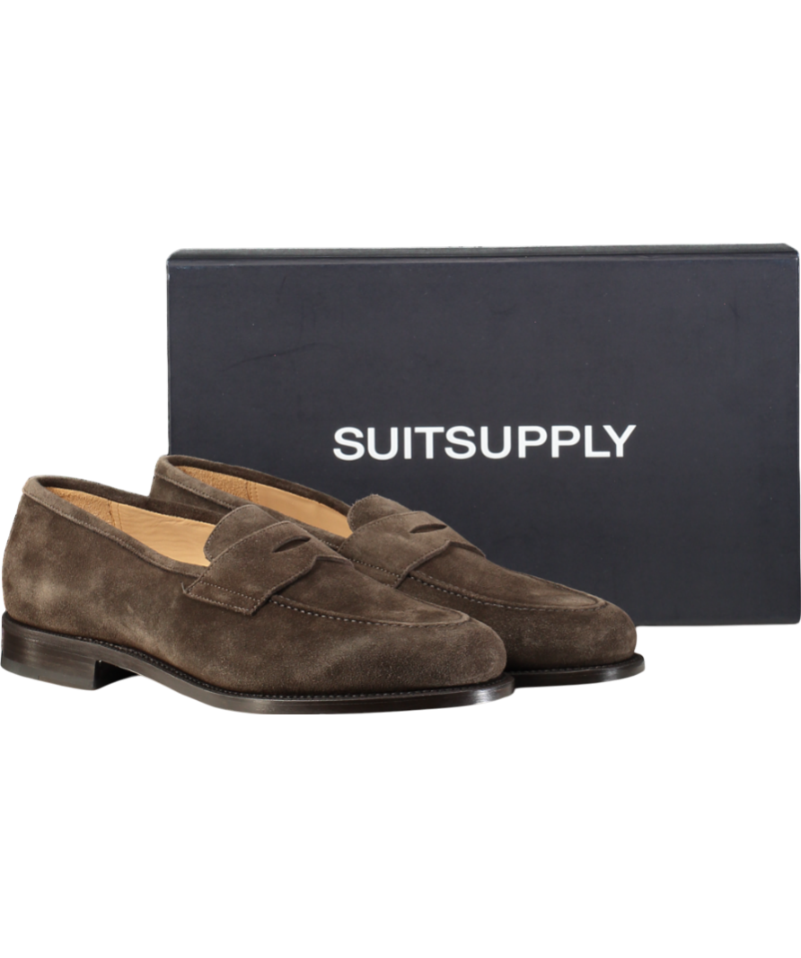 Suit Supply Brown Italian Calf Suede Penny Loafer UK 12 EU 46 👞