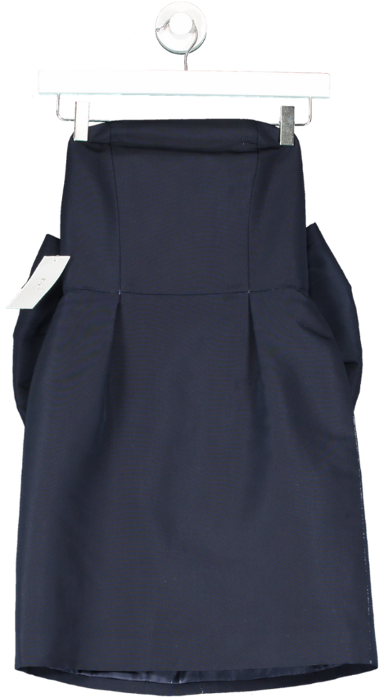 ALEXIA MARÍA Blue Strapless Bow Back Silk Faille Mini Dress UK 4