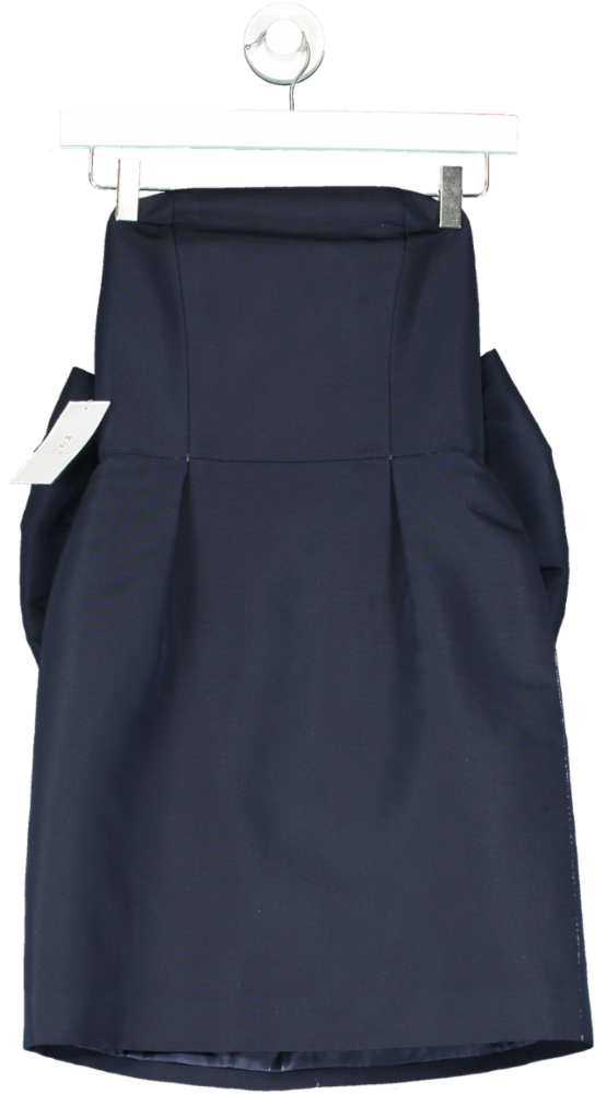 ALEXIA MARÍA Blue Strapless Bow Back Silk Faille Mini Dress UK 4