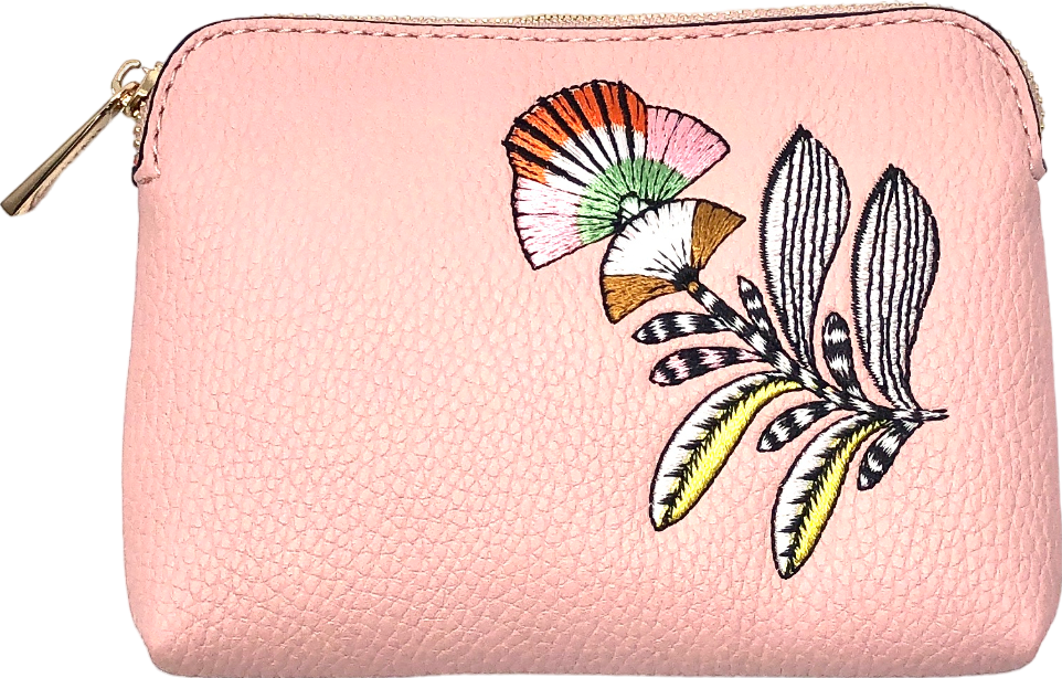 Accessorize Pink Embroidered Floral Coin Purse One Size