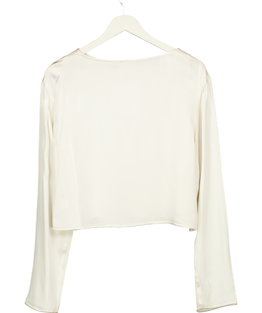 Ghost Studio Cream Long Sleeve Satin Top UK XS