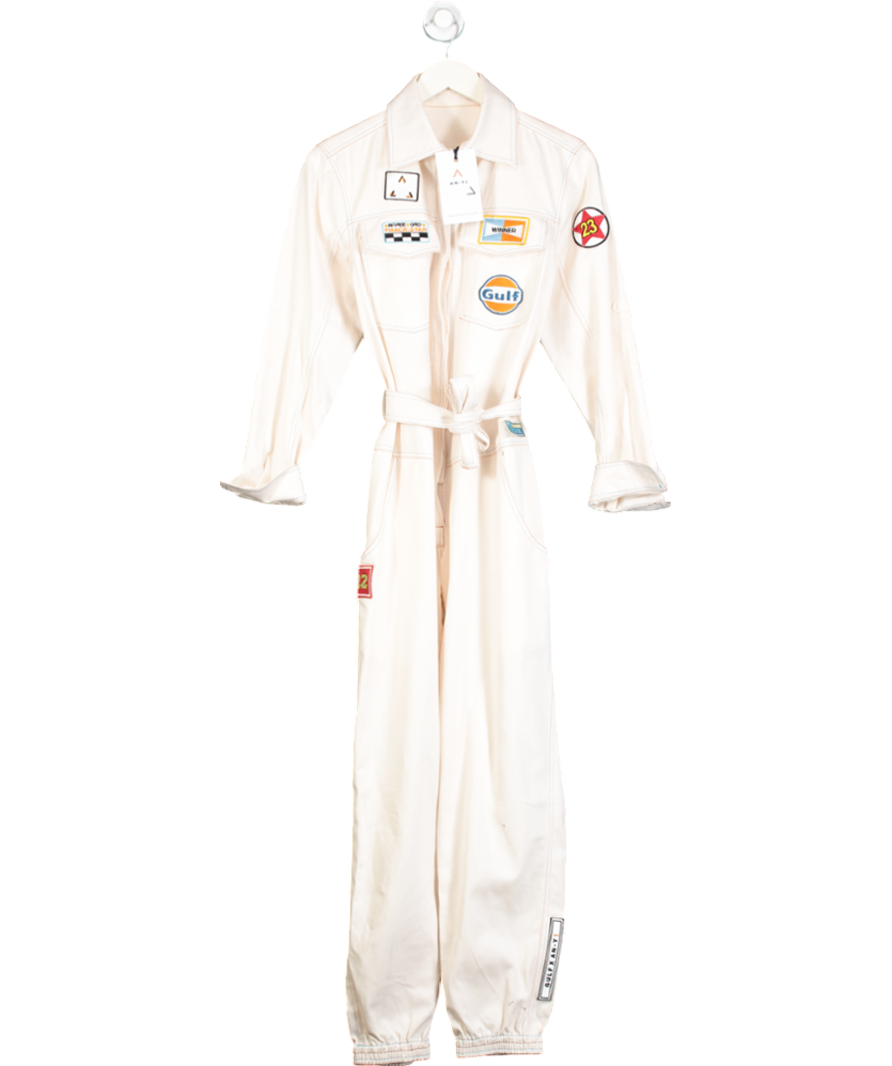 AN-Y1 Cream Formula Racing Inspired Jumpsuit UK S