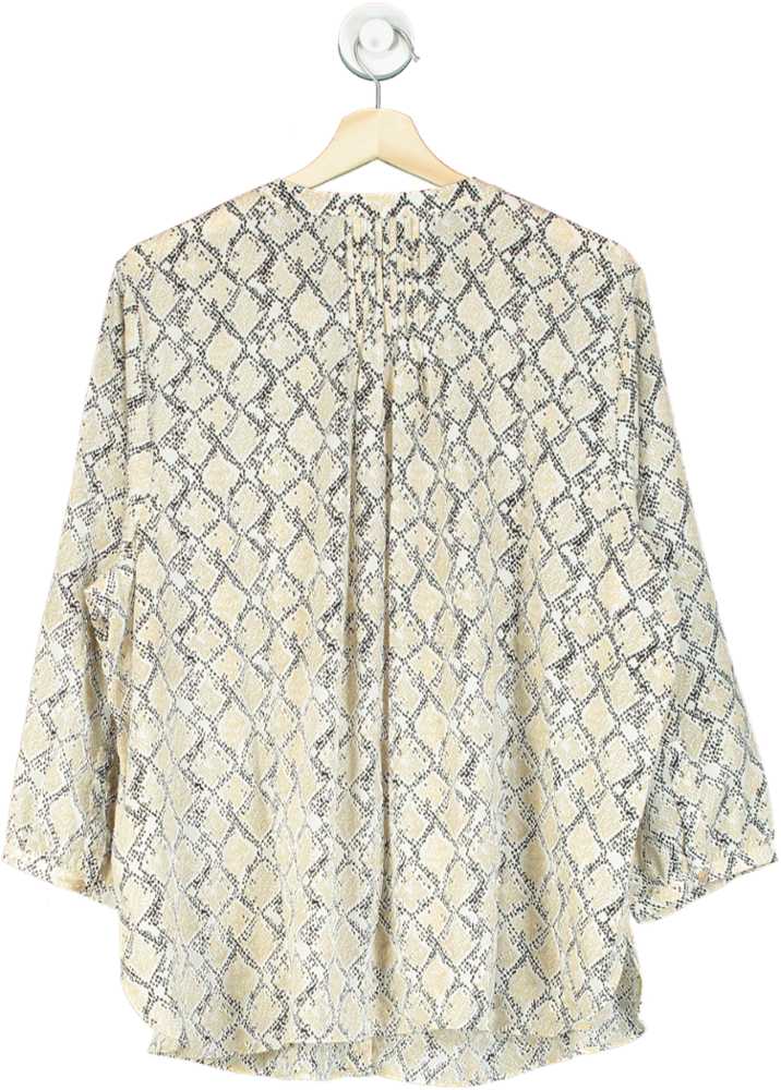 NYDJ Beige Snakeskin Print Pintuck Blouse UK XL