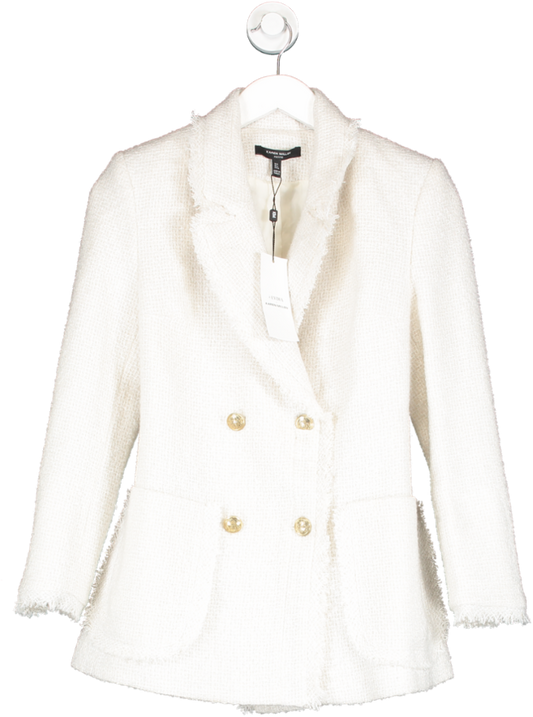 Karen Millen White X Lydia Millen Boucle Double Breasted Trophy Jacket UK 8