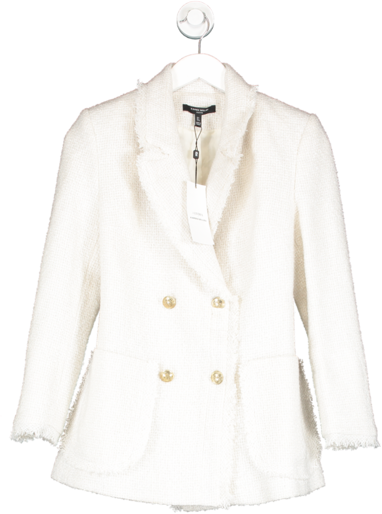Karen Millen White X Lydia Millen Boucle Double Breasted Trophy Jacket UK 8