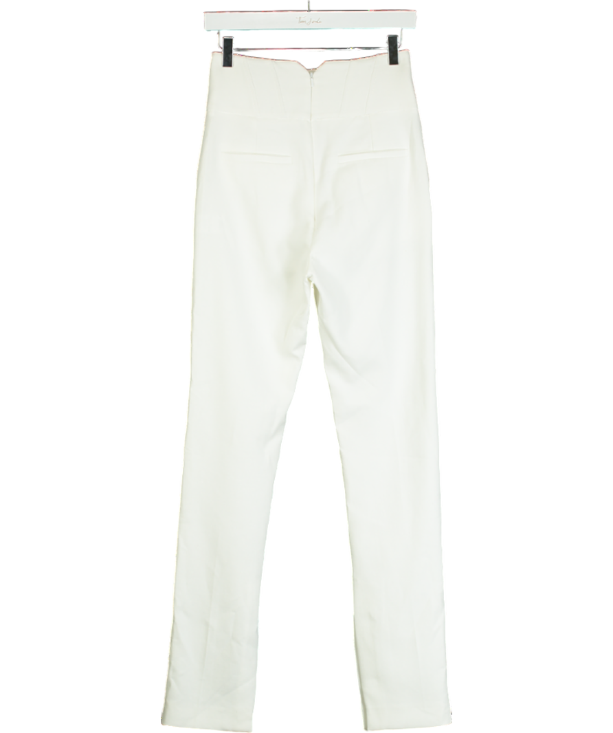 Karen Millen White Structured Waist Straight Leg Trouser UK 6