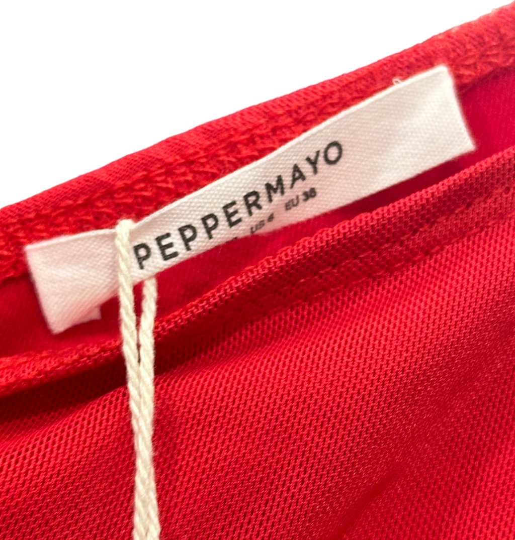 Peppermayo Cherry Red Seranella One Shoulder Maxi Dress UK 10