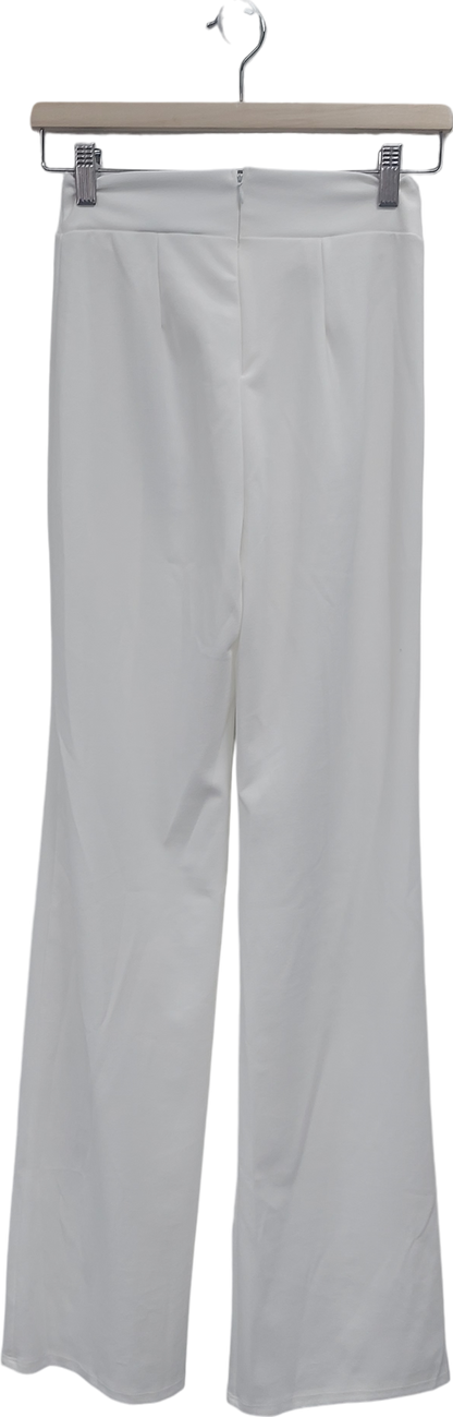 Fashion Nova White Call It Even Wide Leg Dress Pants UK S