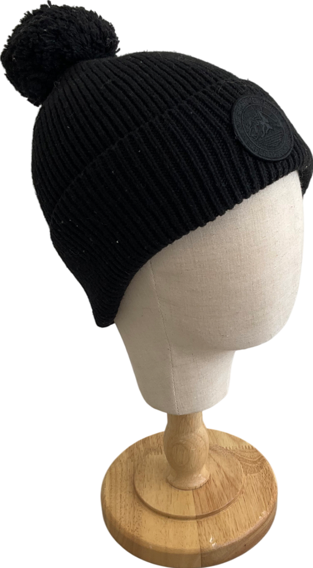 Superdry Black Wool Blend Bobble Hat One Size