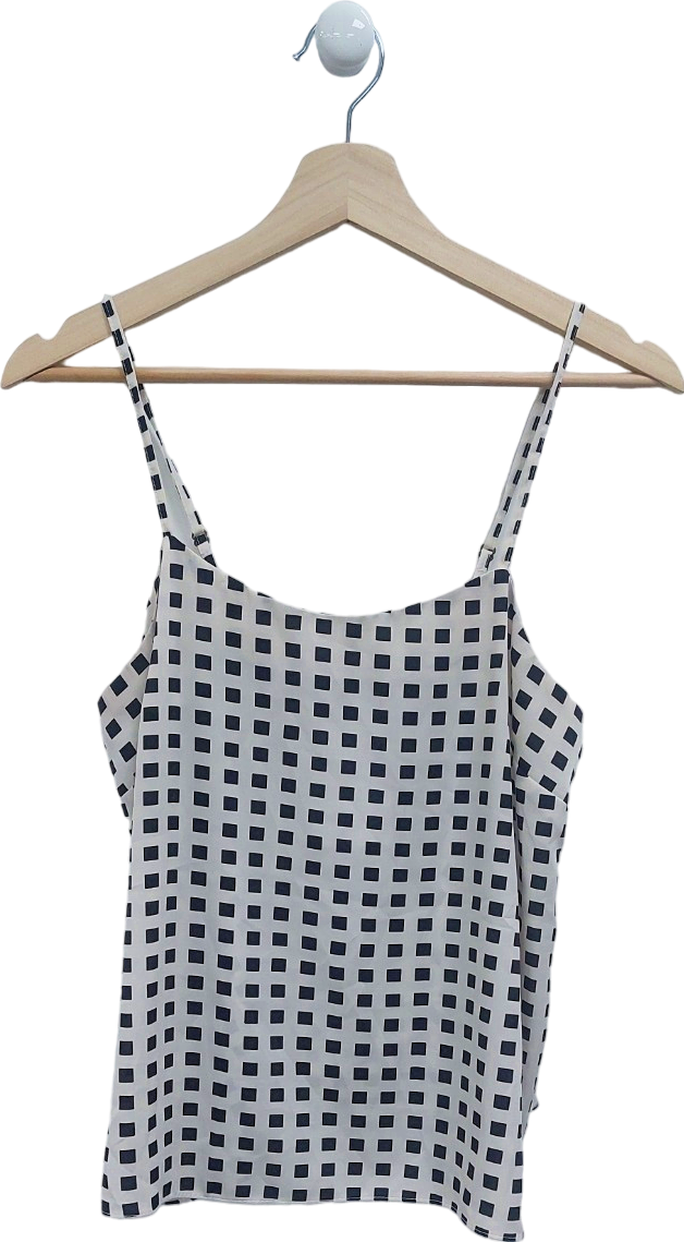 River Island White Checkered Cami Top UK 12