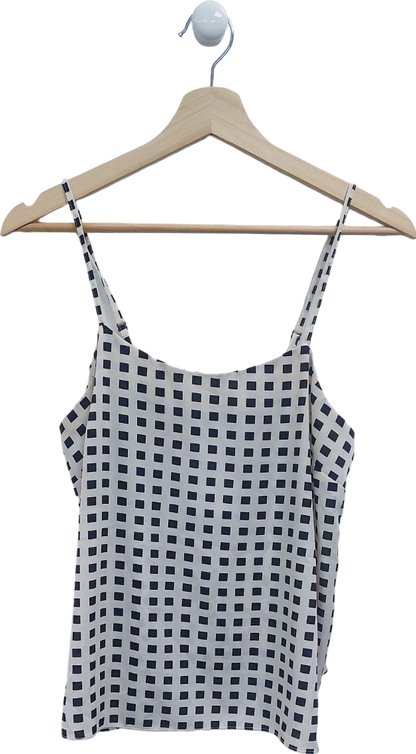 River Island White Checkered Cami Top UK 12