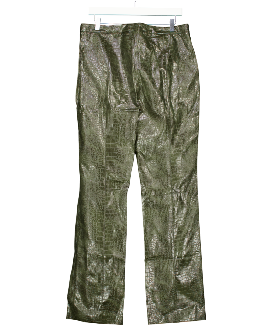 MANGO Green Fauxleather Croc Embossed Trousers UK 16