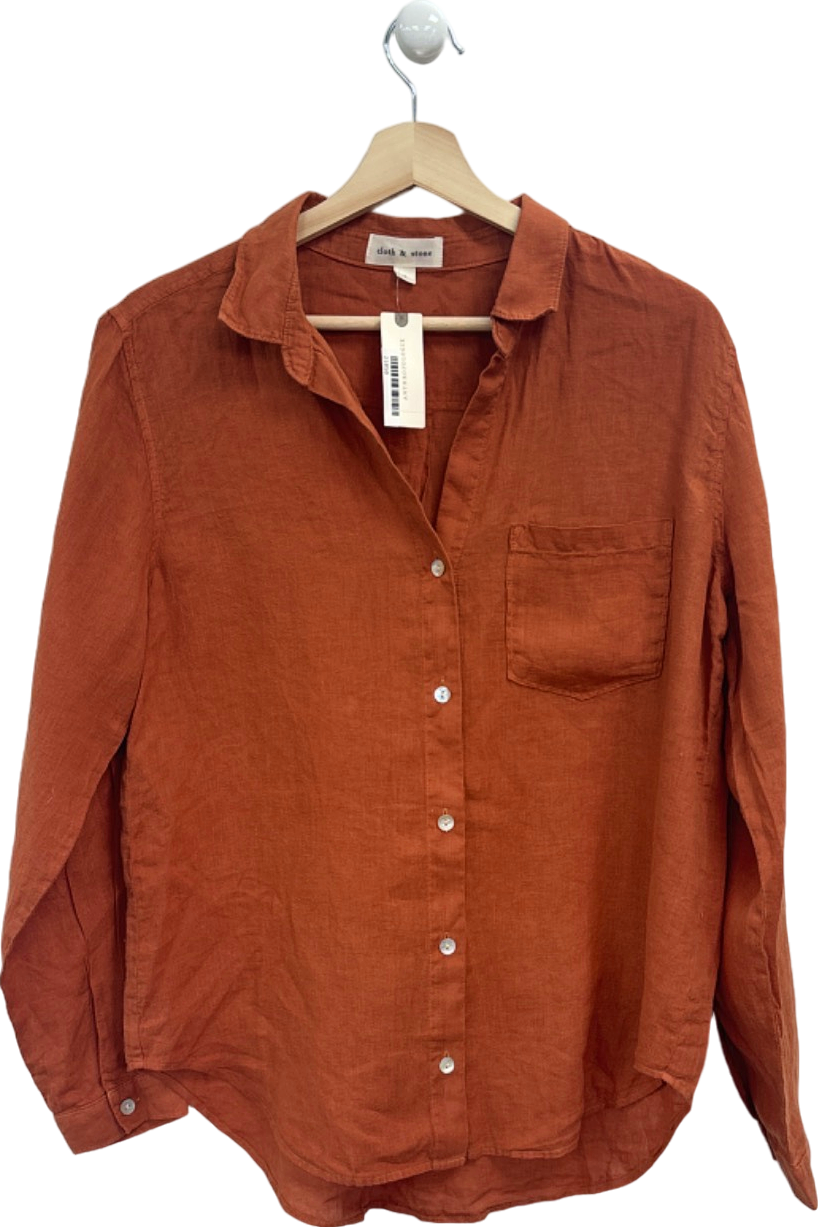 Anthropologie Cloth & Stone Rust 100% Linen Shirt UK M