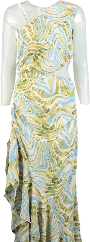 One shoulder Multicolour Abstract Print Dress UK L