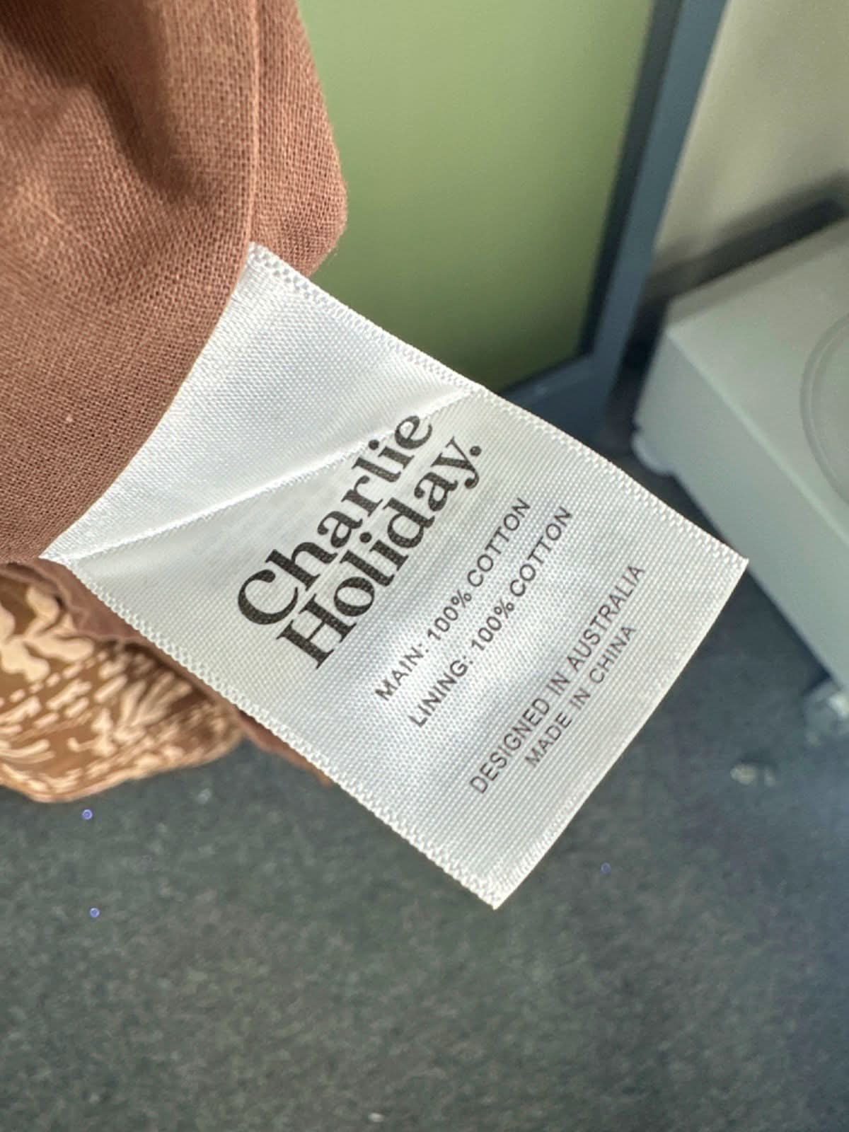 Charlie Holiday Brown Floral One-Shoulder Dress Size 12