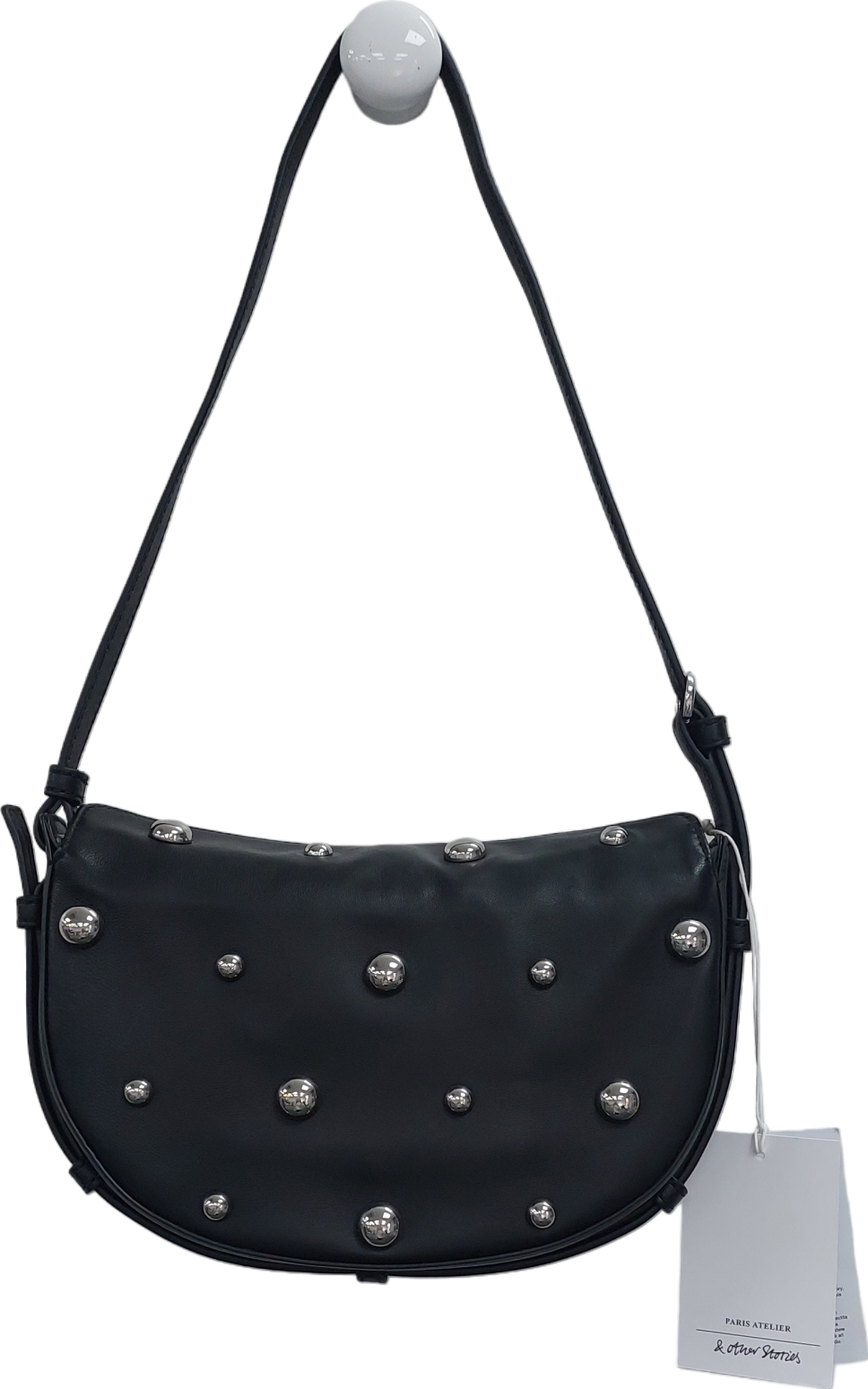 & Other Stories Black Stud Detail Shoulder Bag