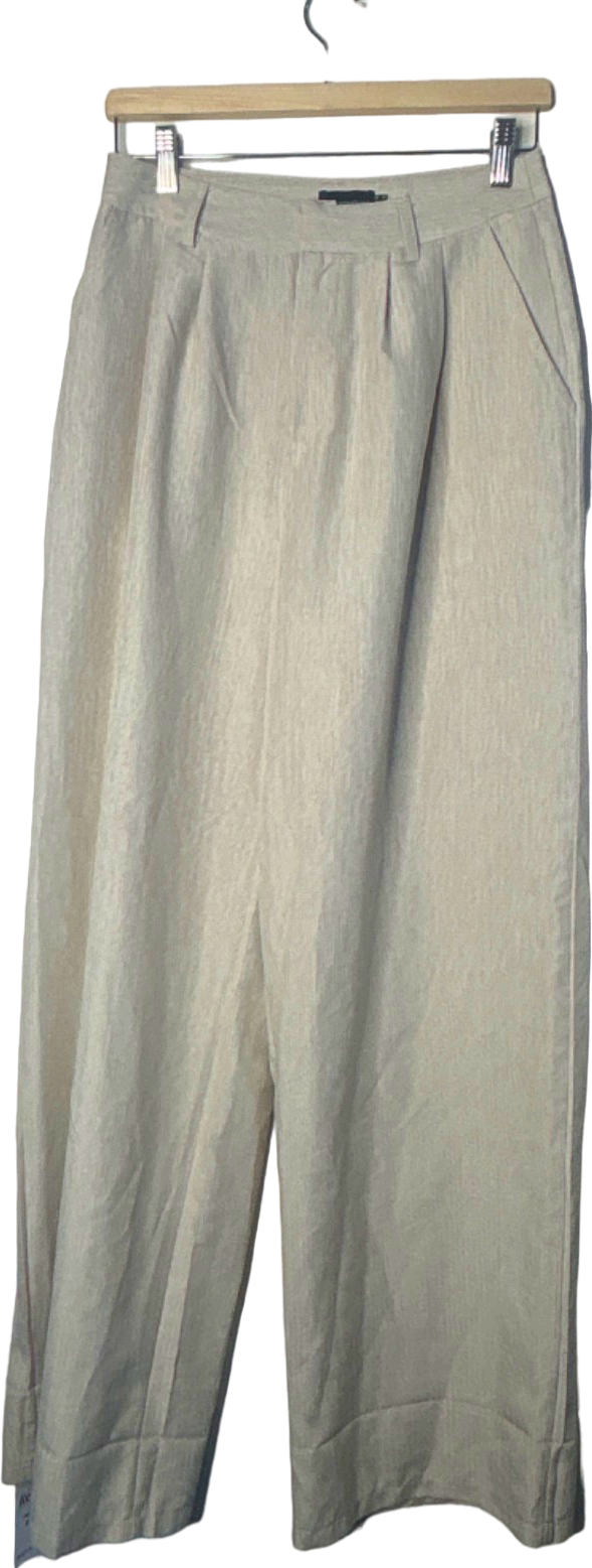 PrettyLittleThing Beige Linen Trousers UK 10