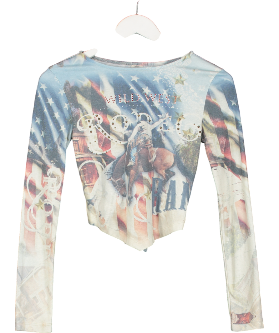 Urban Outfitters Blue Rodeo Hanky Hem Top UK S