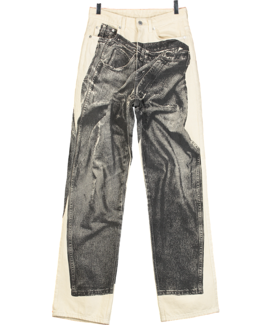 Weekday Cream Rowe Printed Jeans W28