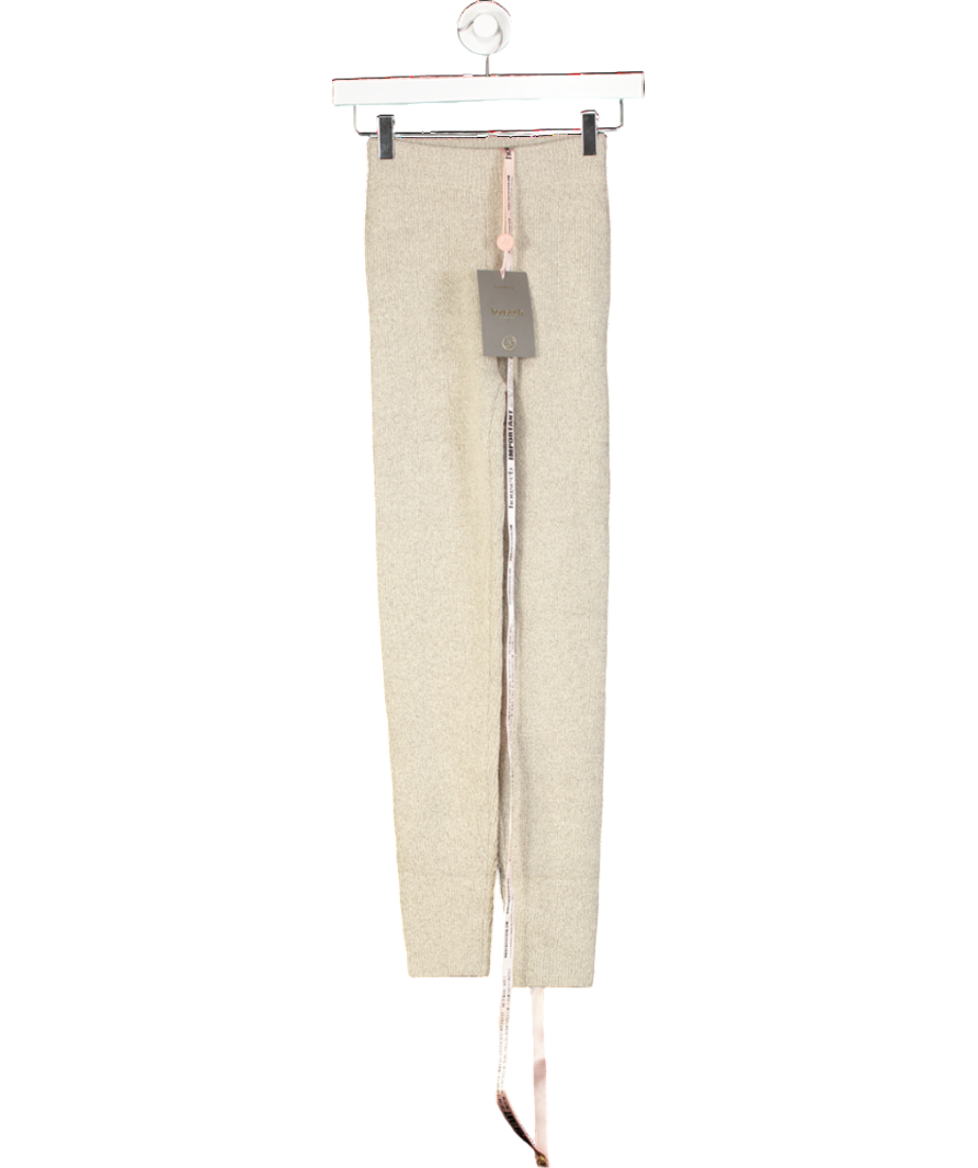 House of CB Beige Sydney Ribbed Knit Leggings UK XS