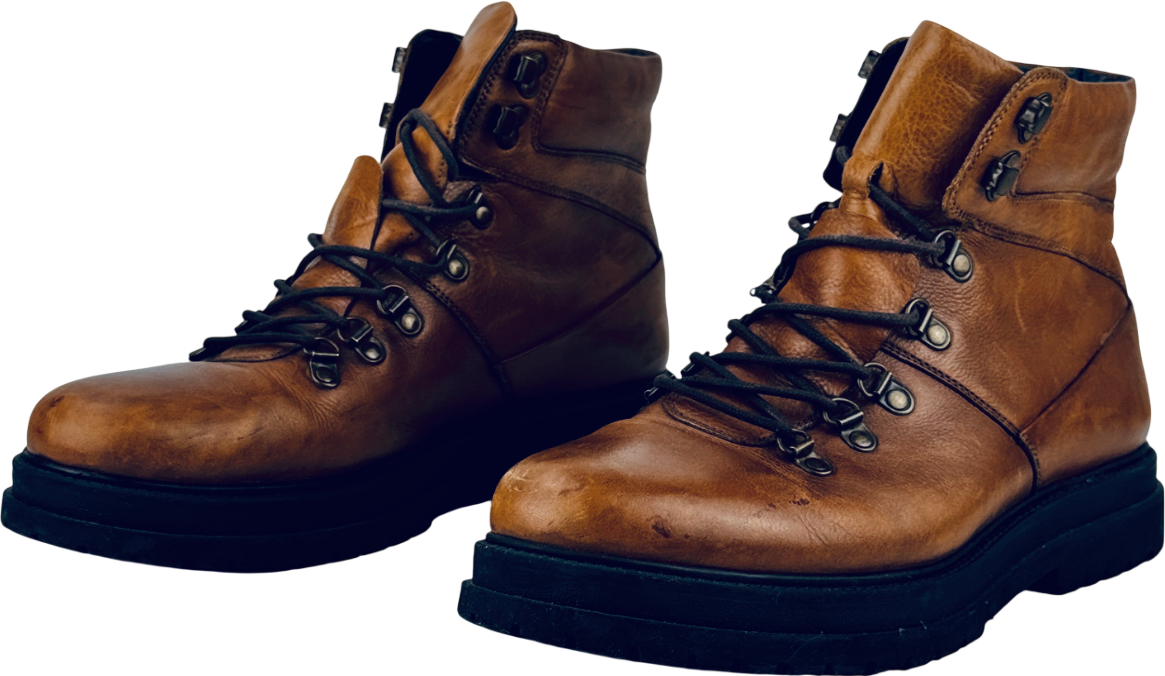 GOODWIN SMITH Tan Brown Luxury Italian Leather Lace Up Boots UK 10 EU 44 👞