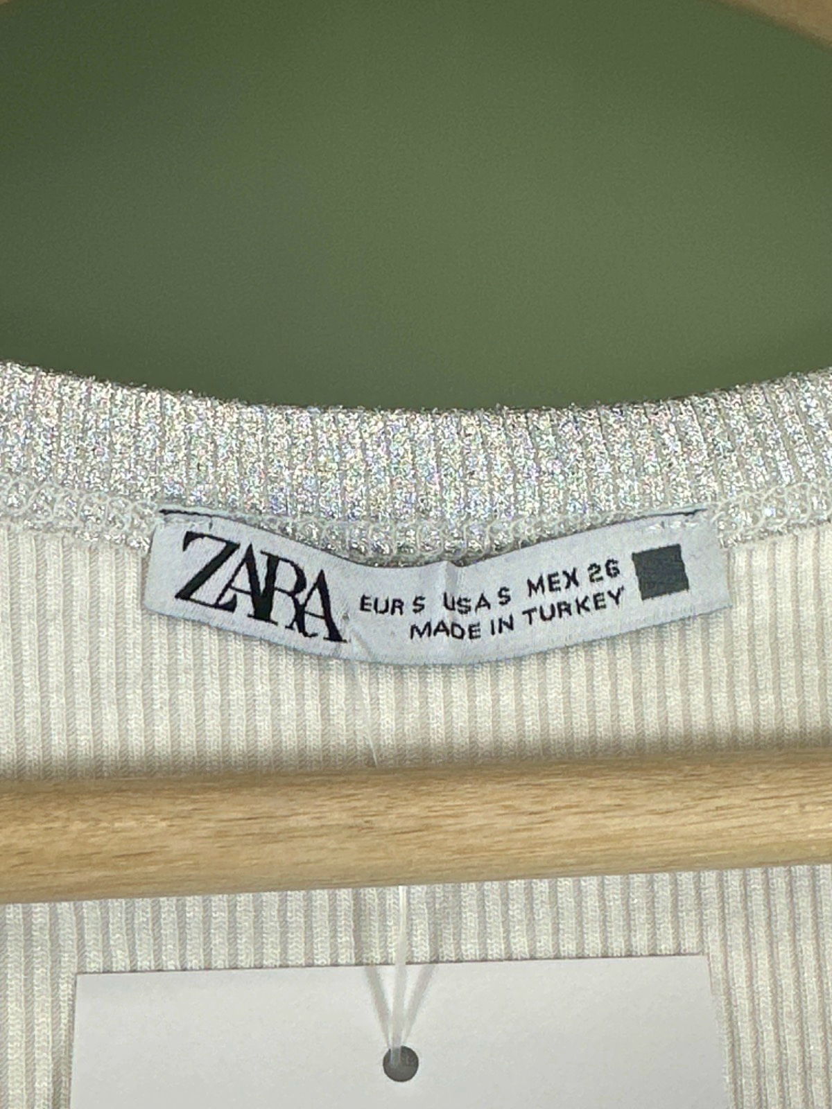 Zara Silver Sleeveless Ribbed Top UK S