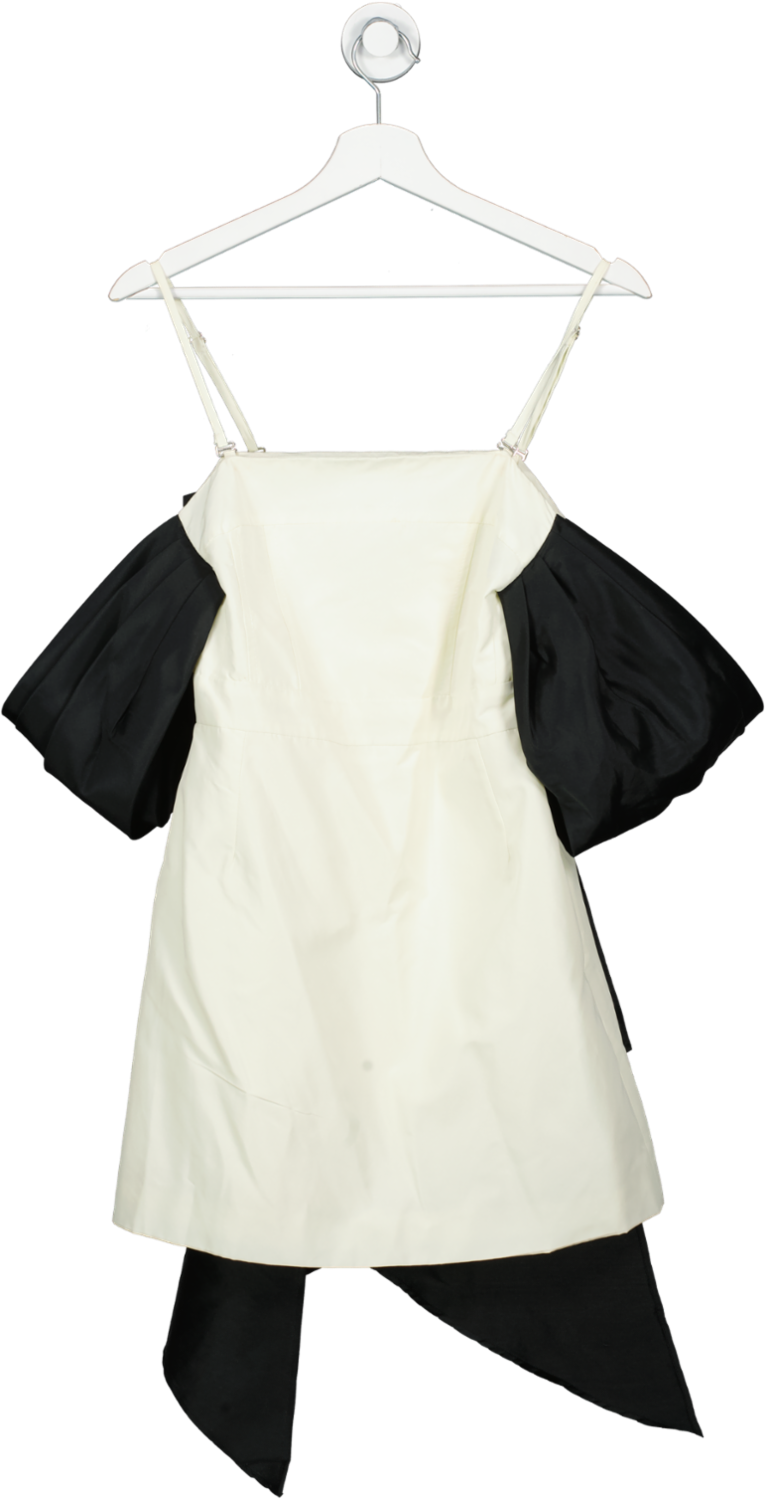 Karen Millen Cream Tailored Taffeta Bow Detail Bardot Mini Dress UK 8