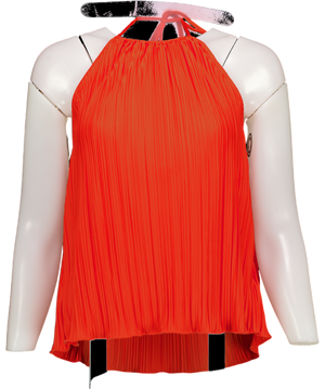 Good American Red Plisse Halterneck Top UK L/XL