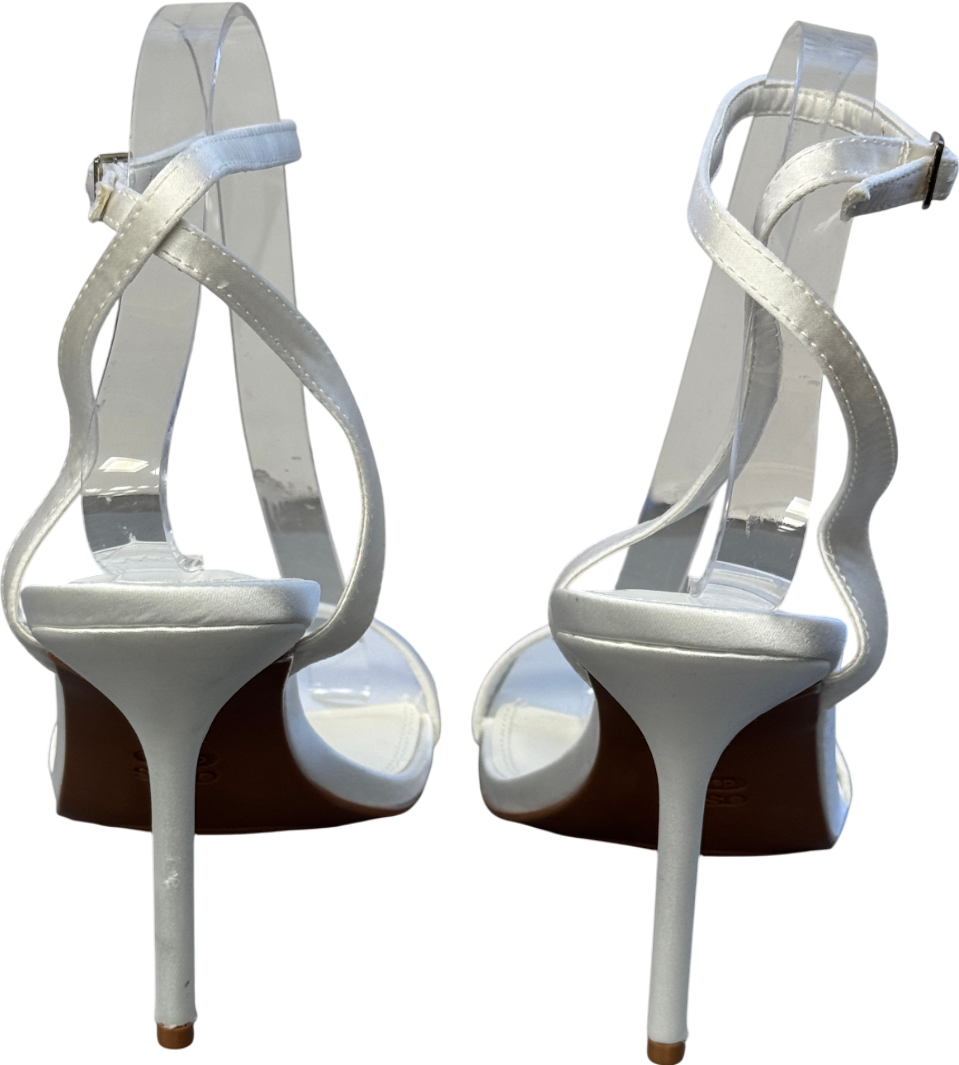 ASOS Barely There Heeled Sandals In Ivory White Satin UK 6 EU 39 👠