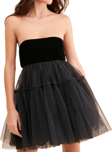 Free People Black Theo Spring Puff ball Dress UK L