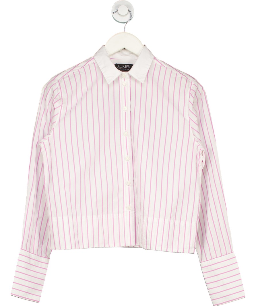 j.Crew White Cropped Garçon Shirt In Pink Stripe Print UK 4