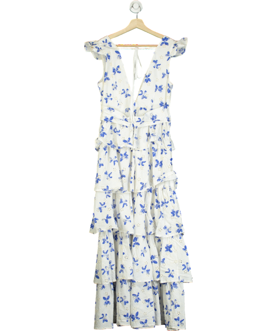 ALB Anne Louise Blue & White Floral Maxi Dress UK 10