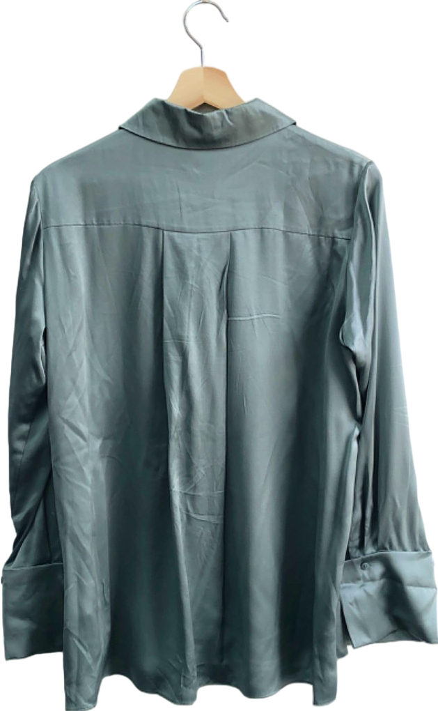 Reiss Green Long Sleeve Silk Blouse UK 10