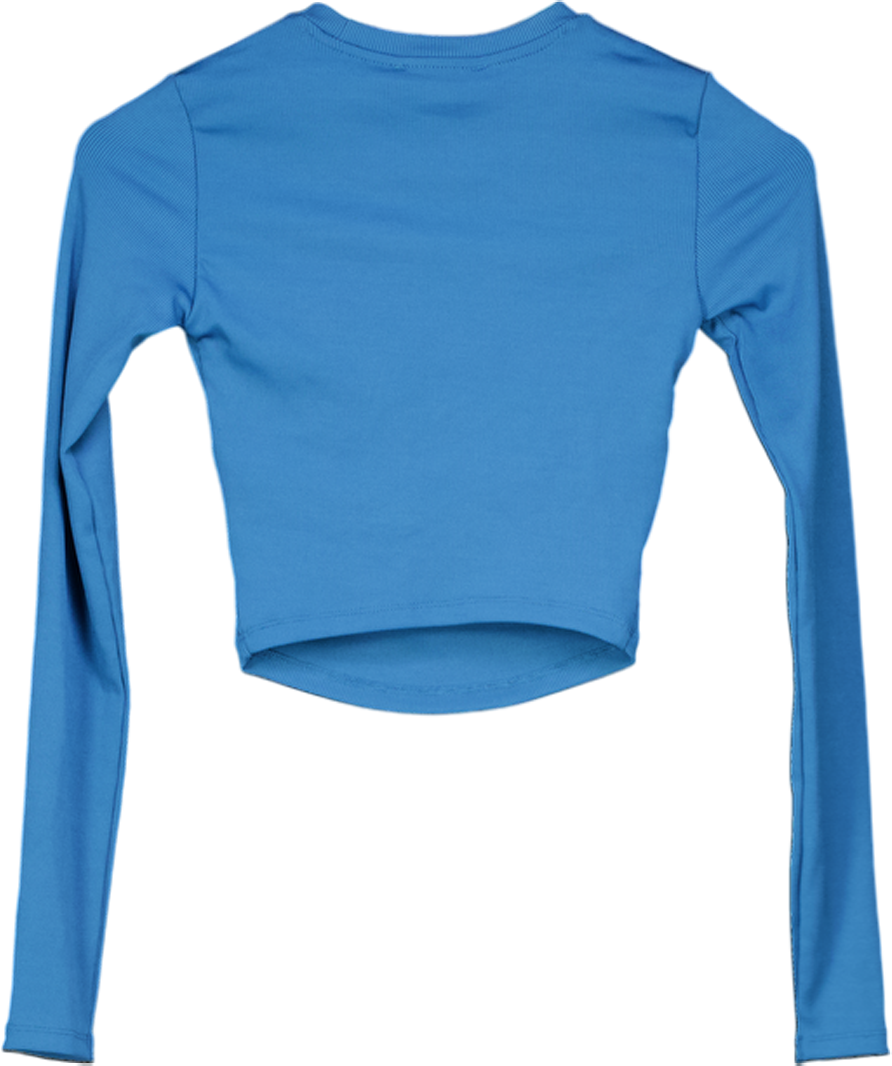 Bershka Blue Long Sleeved Twist Front Crop Top UK XS