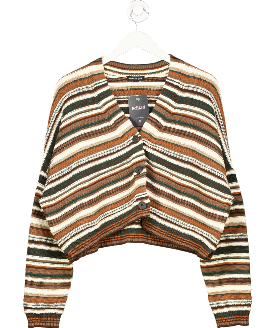 Whistles Brown Winnie Striped Knit Cardigan UK M
