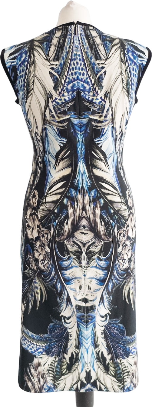 ROBERTO CAVALLI Blue / Multi Lace Insert Shift Midi Dress It44 UK 12