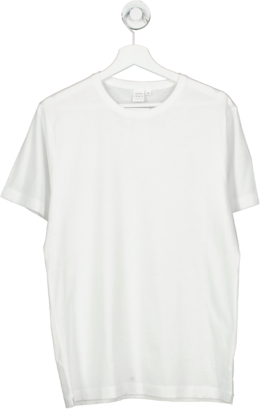 John Lewis White Cotton Crew Neck T-shirt UK M