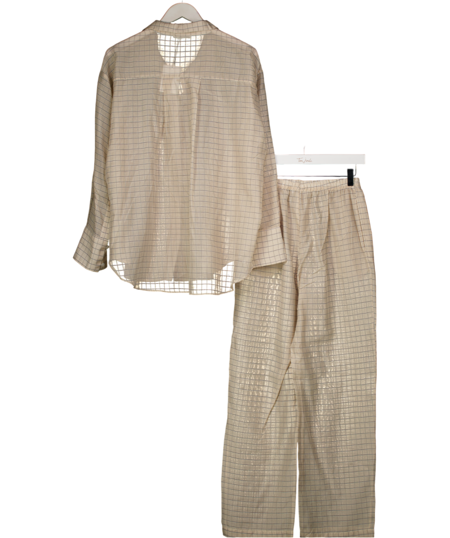 ZARA Beige Checked Shirt And Trouser Set UK M