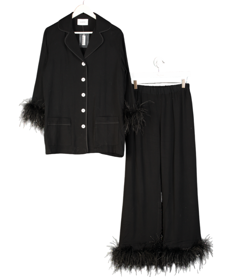 Sleeper Black Party Pyjama Set With Detachable Feathers UK S
