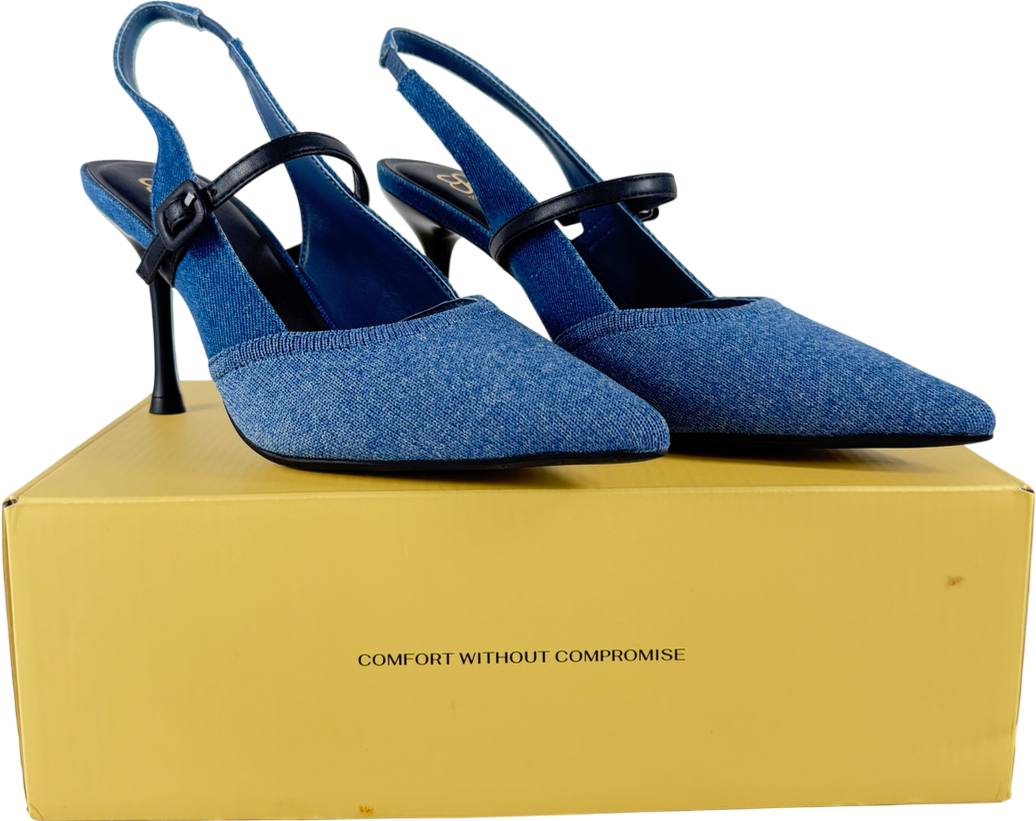 Cosy island Blue Strikestep Elegant Stiletto Heeled Slingback UK 4 EU 37
