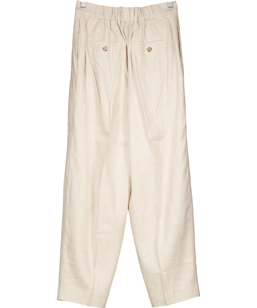 Next Beige Linen Wide Leg Trousers UK 6