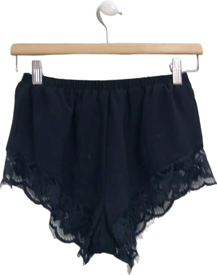 Majorelle Black Lace Hem Shorts UK XS