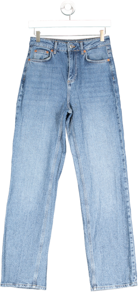 NA-KD Blue High Rise Straight Leg Jeans UK 6