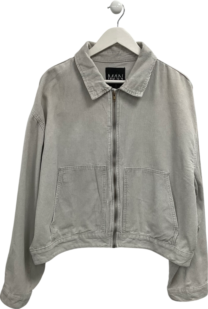 boohooMan Grey Cord Jacket UK L